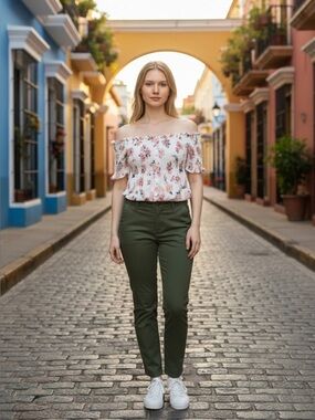 Atmosphere floral off the shoulder smocked top 16